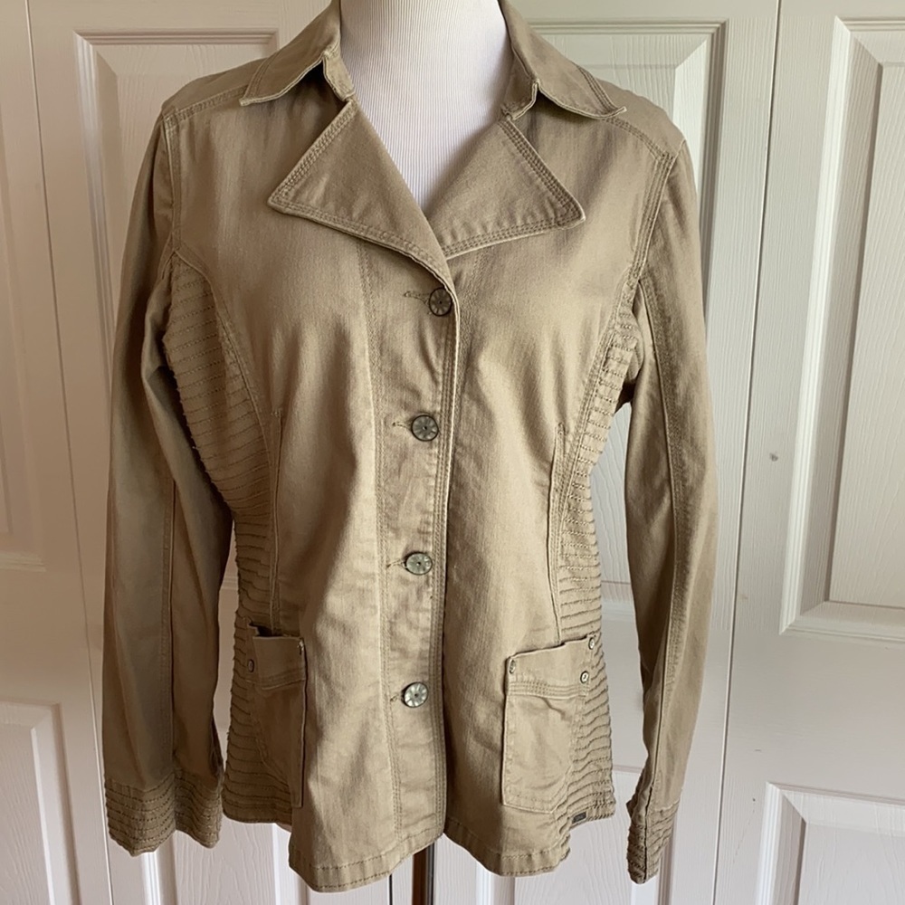 FDJ Tan/Khaki Button Jacket Size Large